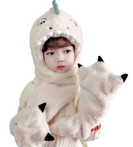Warm Dinosaur Hat and Scarf Set