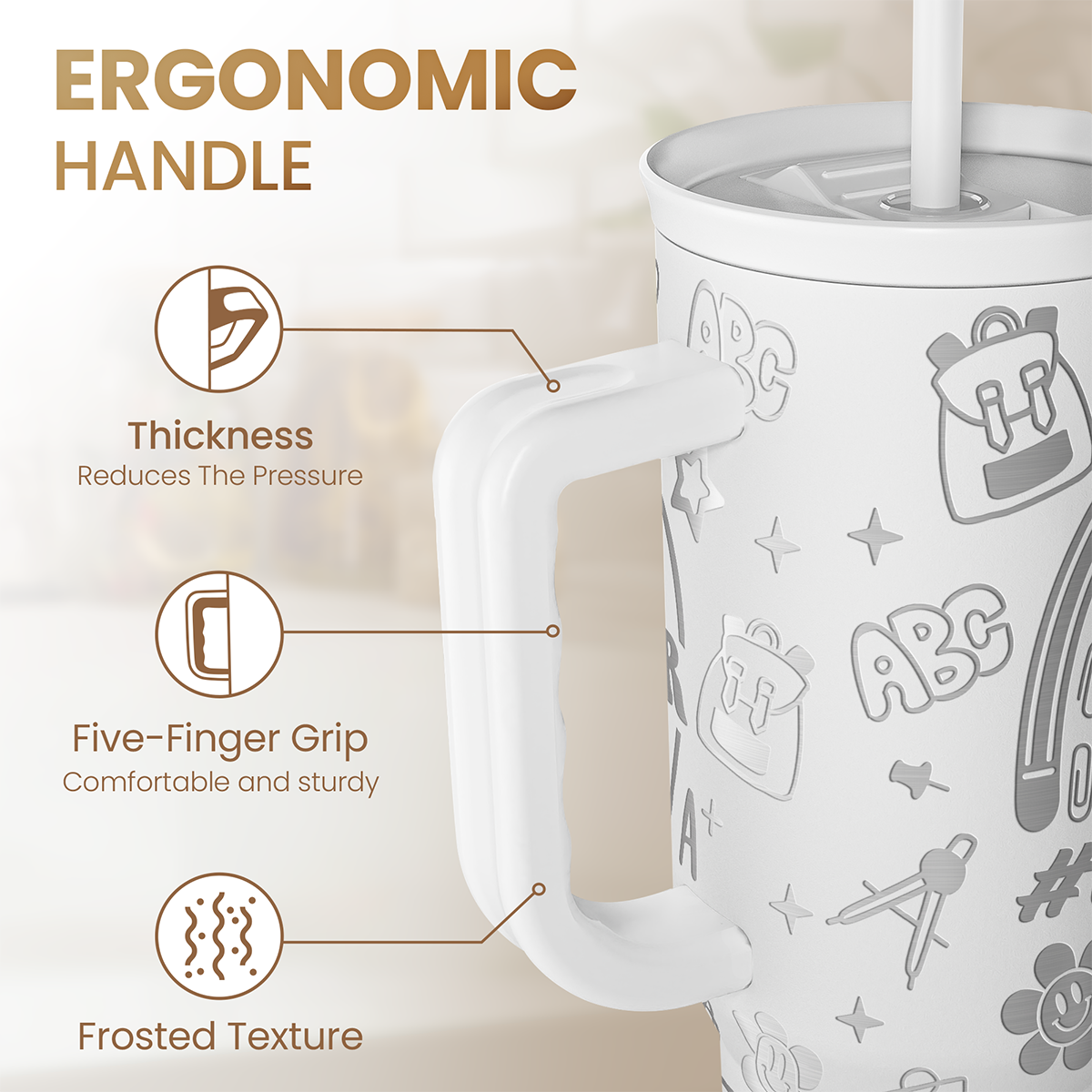 Best Teacher Ever Tumbler 40oz, Stainless Steel Insulated Coffee Travel Cups with Handle, Teacher Appreciation Gifts for Women, Teachers Gift for Valentines Farewell Birthday Christmas Teacher's Day