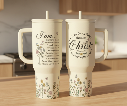Beige Christian Slidemate | Slider Tumbler with Handle 40oz