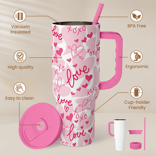 Pink Love Slidemate | Slider Tumbler with Handle 40oz