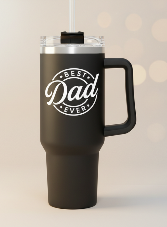 Black Best Dad Ever Quencher Tumbler with Handle 40oz