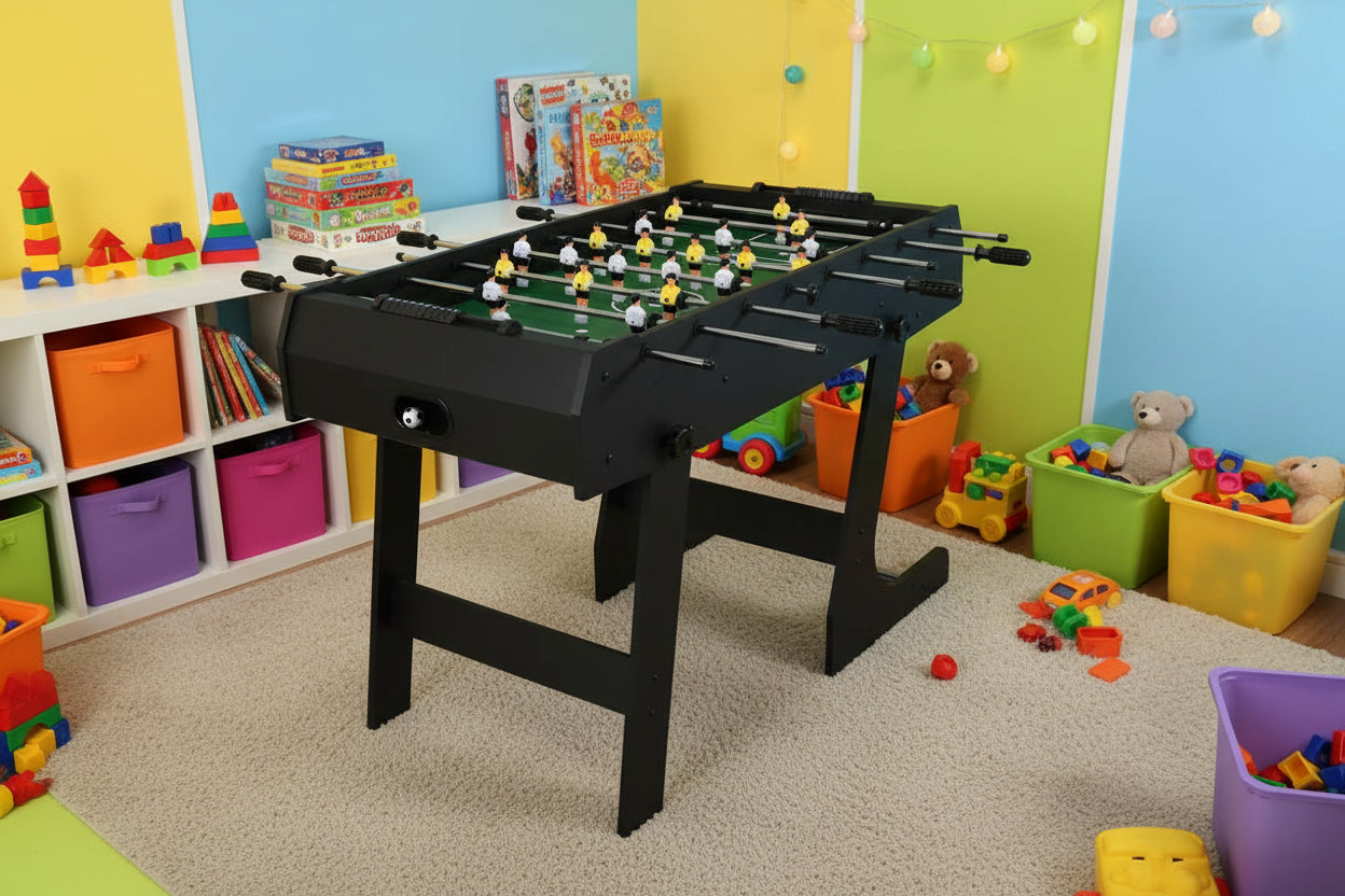 Black Foldable Space Saving 48-in. Foosball Table w/ Score Counters and 2 Balls