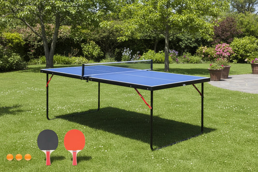 Folding 54-inch Blue Ping Pong Table Tennis Table Set