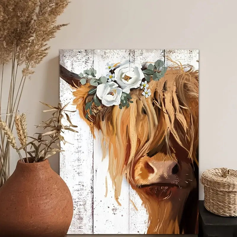 Frameless Fun Cow Canvas for Country Farmhouse Decor