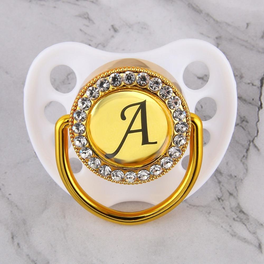 Initialed Crystal White Bling Pacifier *A-Z*