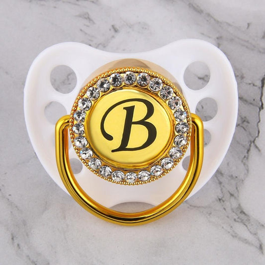 Initialed Crystal White Bling Pacifier *A-Z*