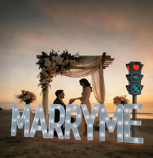 "Marry Me" Light-Up Letter Proposal Kit with 3FT Anti-Tip Stand
