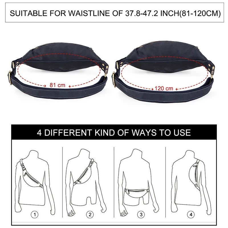 CONTACT'S 100% Genuine Crazy Horse Leather Fanny Pack