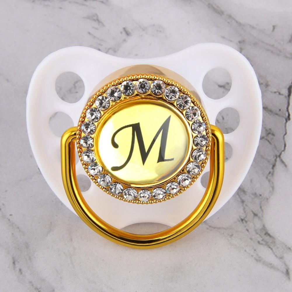 Initialed Crystal White Bling Pacifier *A-Z*