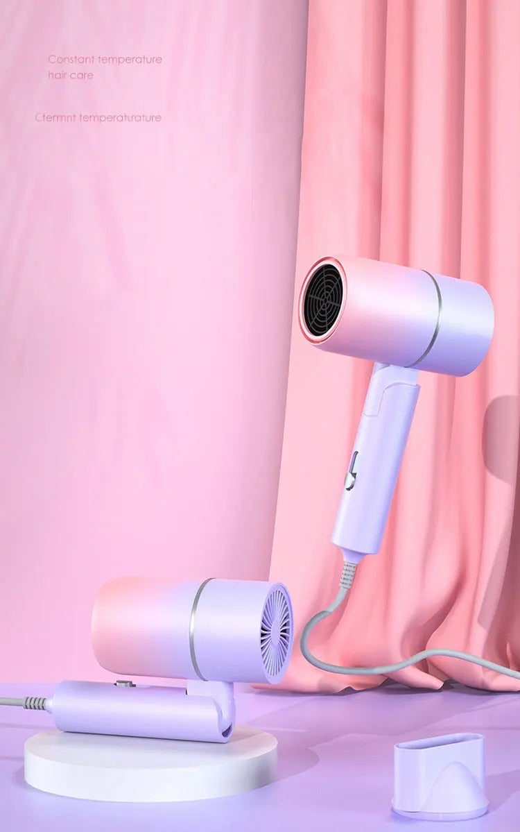 MIni  Folding Hairdryer 220V-240V 750W with Carrying Bag Hot Air Anion Hair Care for Home Travel Hair Dryer Blow Drier Portable