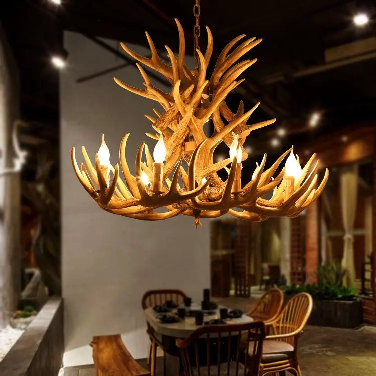 Deer Antler Chandelier: Resin Horn Lamp
