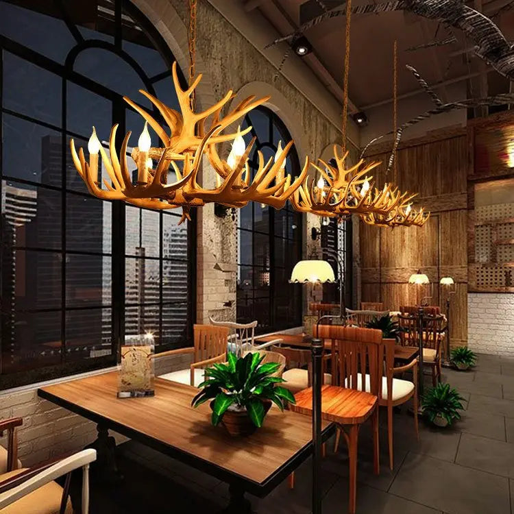 Deer Antler Chandelier: Resin Horn Lamp