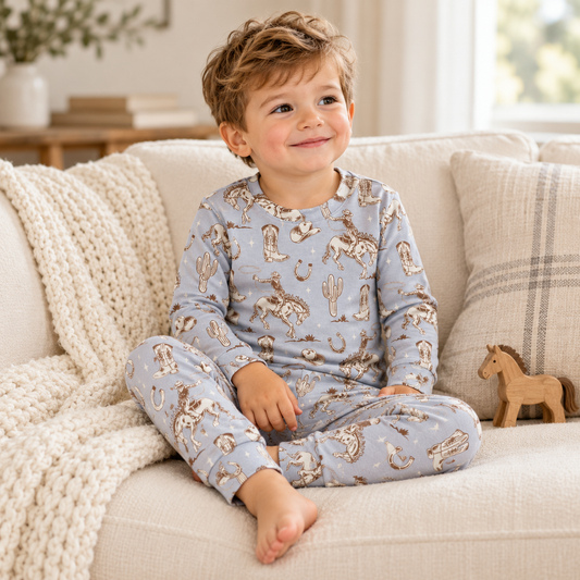 Wild Wrangler Cowboy Western Bamboo Boys Pajama Set 18M-4T