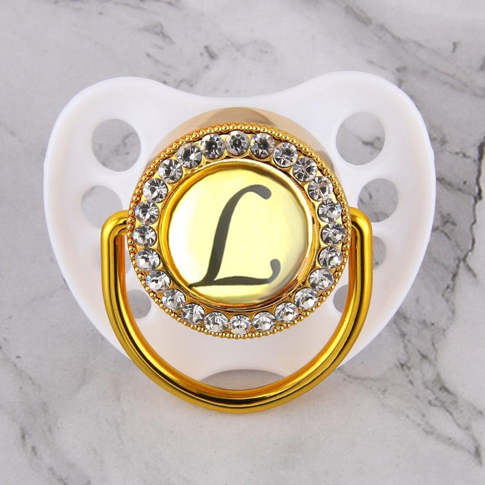 Initialed Crystal White Bling Pacifier *A-Z*