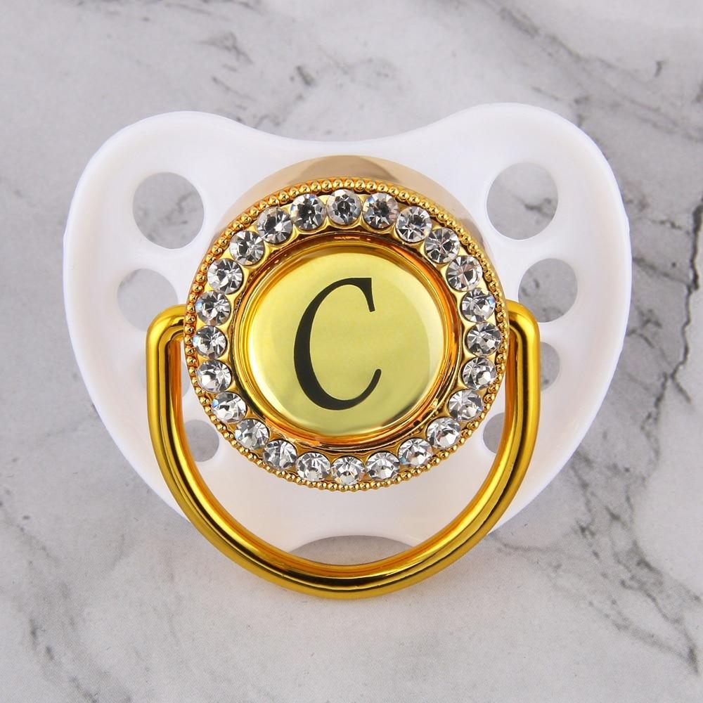 Initialed Crystal White Bling Pacifier *A-Z*