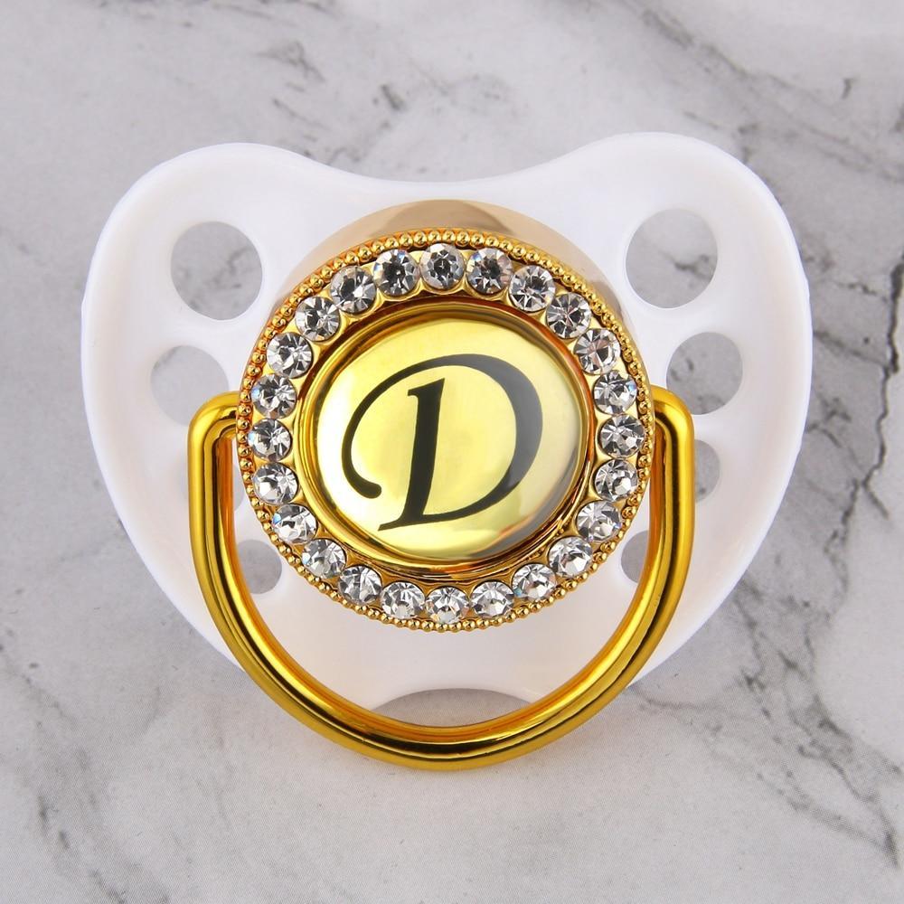 Initialed Crystal White Bling Pacifier *A-Z*