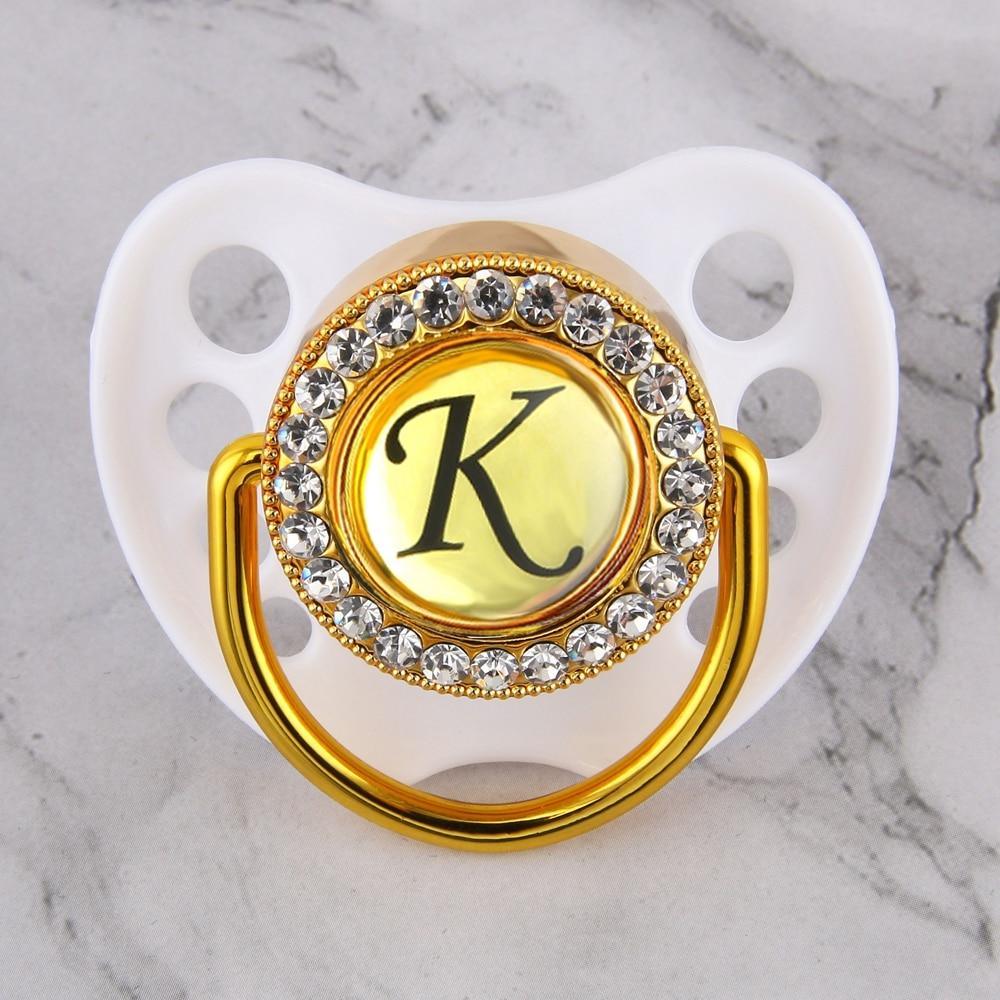 Initialed Crystal White Bling Pacifier *A-Z*