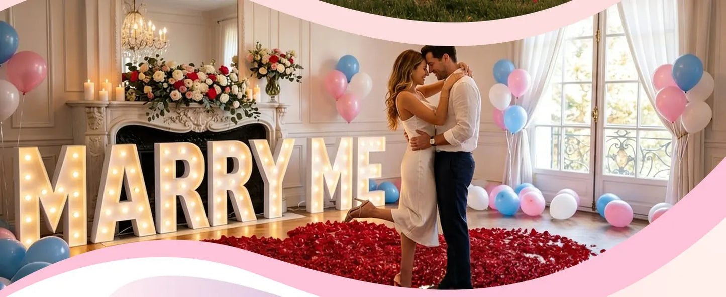 "Marry Me" Light-Up Letter Proposal Kit with 3FT Anti-Tip Stand