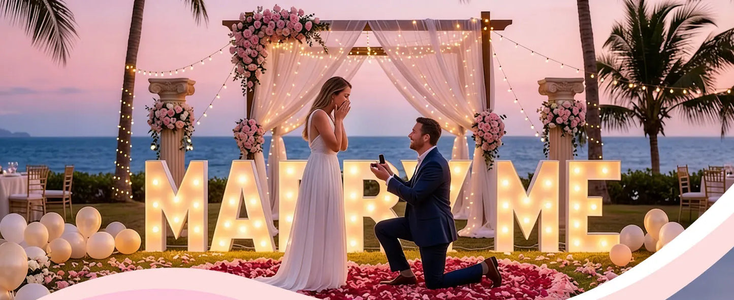 "Marry Me" Light-Up Letter Proposal Kit with 3FT Anti-Tip Stand