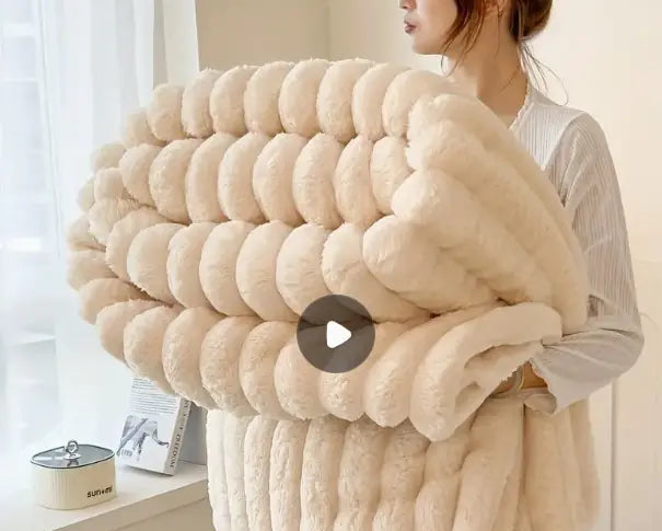 Luxurious Faux Rabbit Fur Throw Blanket
