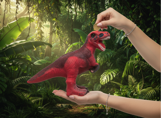 Dinosour Red & Green Piggy Bank