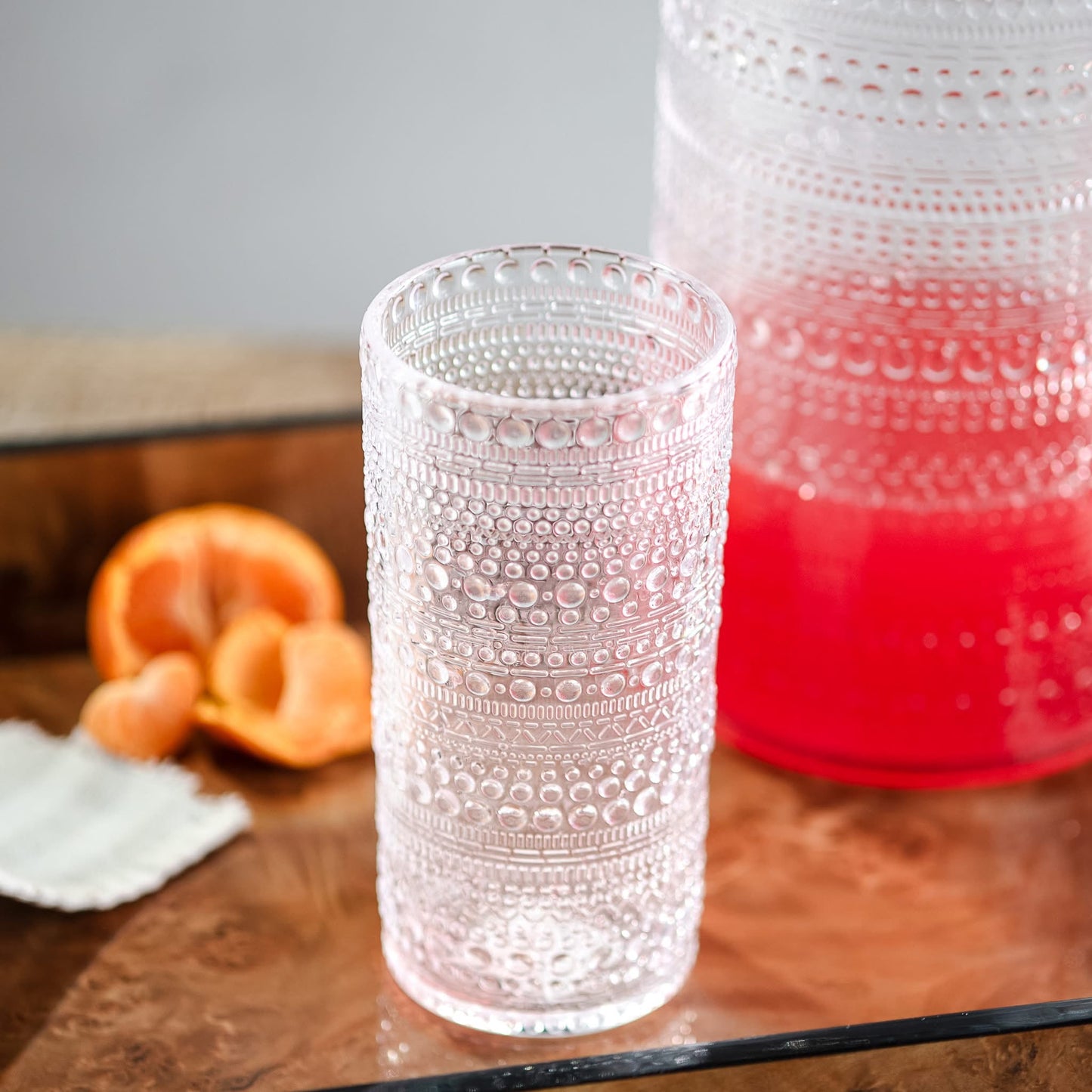 Clear Melamine Dot Drinkware Set