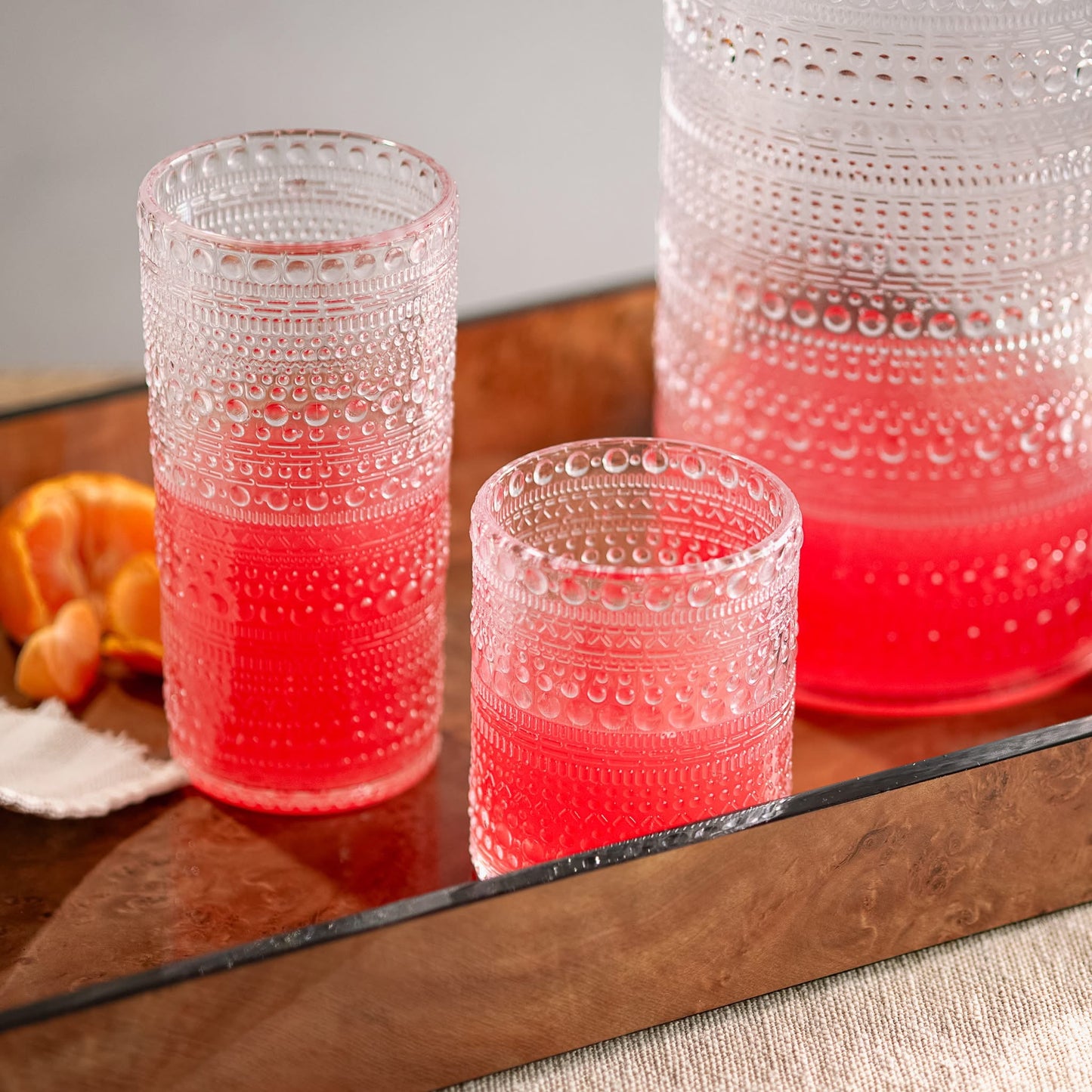 Clear Melamine Dot Drinkware Set
