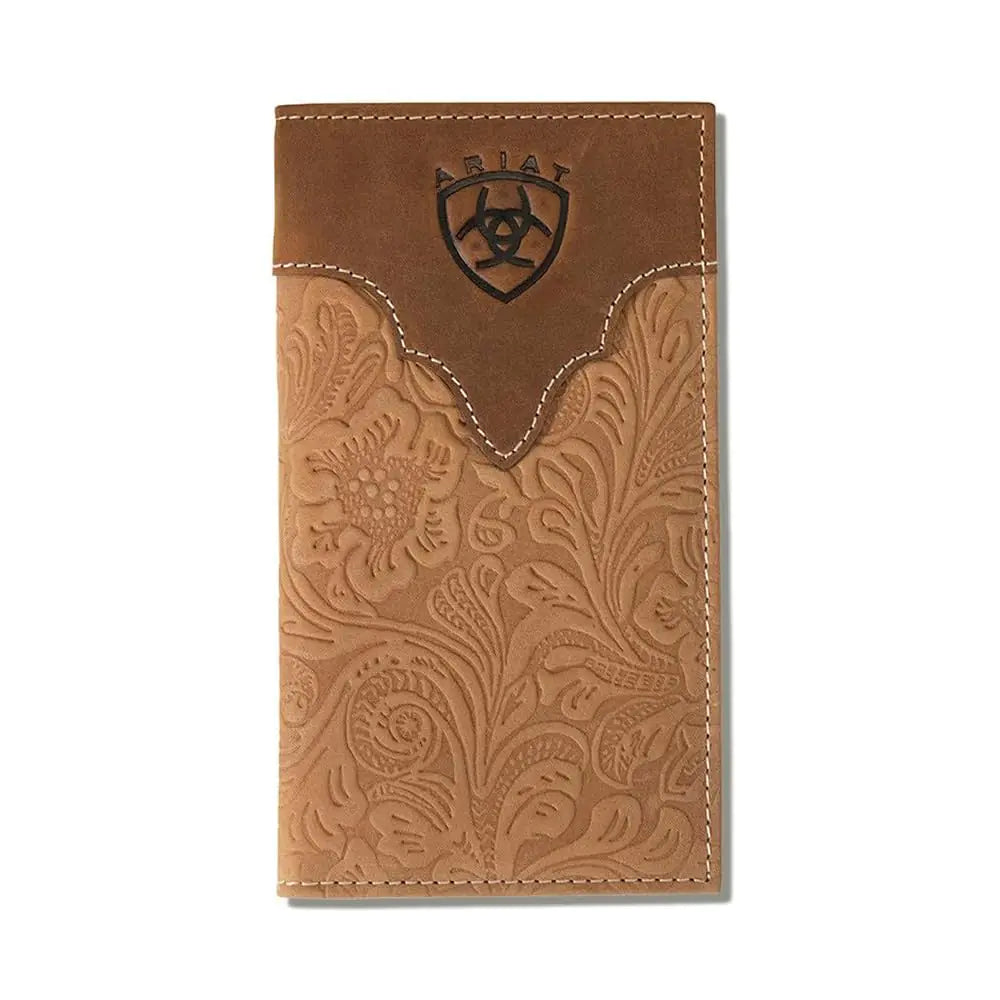 ARIAT Genuine Leather Floral Embossed Rodeo Wallet
