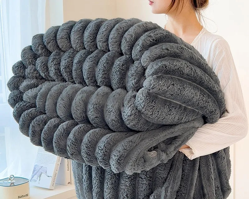 Luxurious Faux Rabbit Fur Throw Blanket