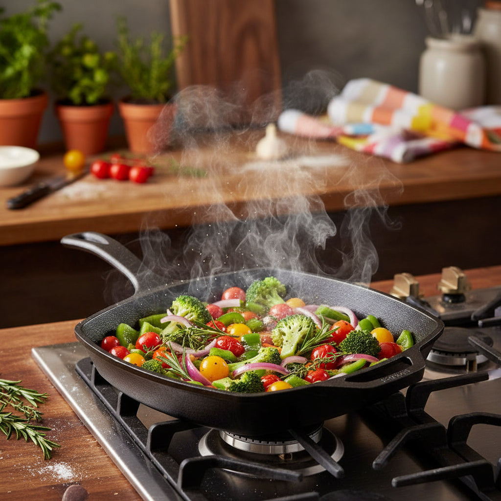 10.5-inch Square Cast Iron Skillet Frying Pan