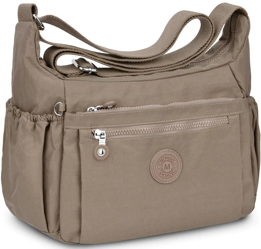 TEUEN Nylon Large Multi-Pocket Shoulder Bag