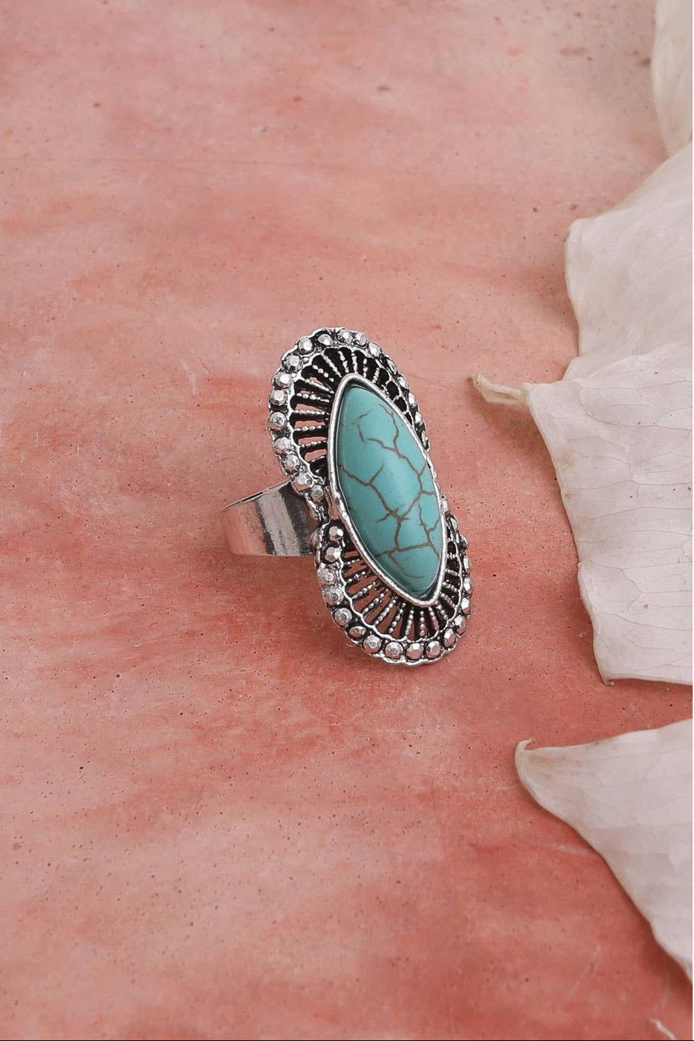 Marquise Western Adjustable Turquoise Ring | Diamond Shaped Fashion Jewelry