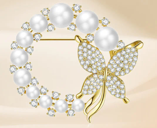 Pearl Butterfly Brooch