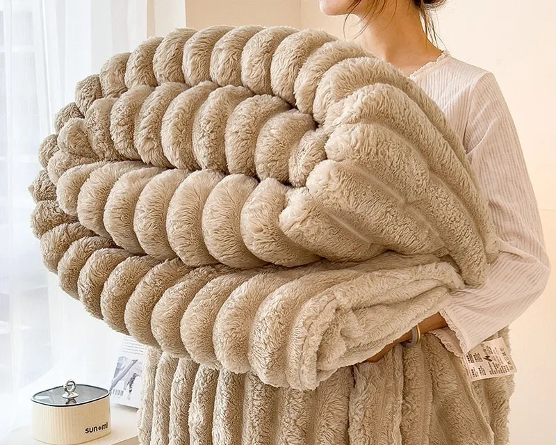 Luxurious Faux Rabbit Fur Throw Blanket