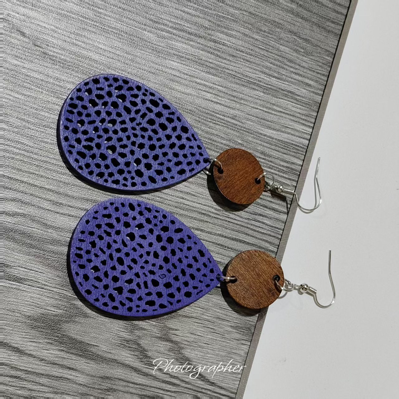 Bohemian Wood Disc and Leather Tassel Earrings