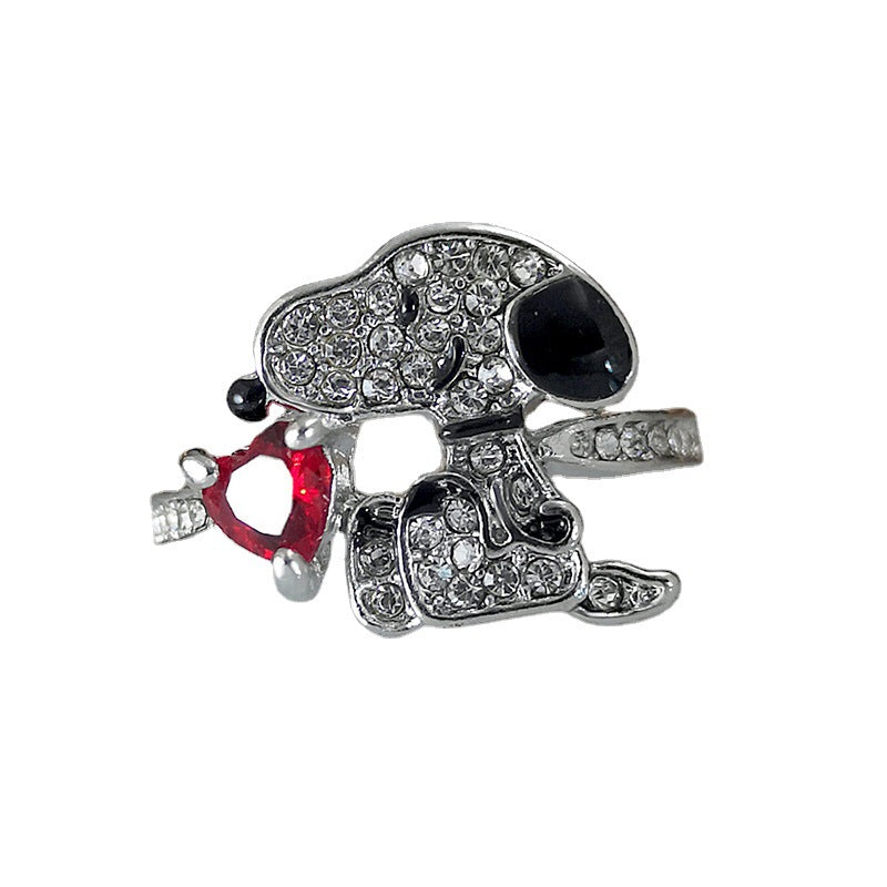 Snoopy Diamond Inlaid Zircon Rings