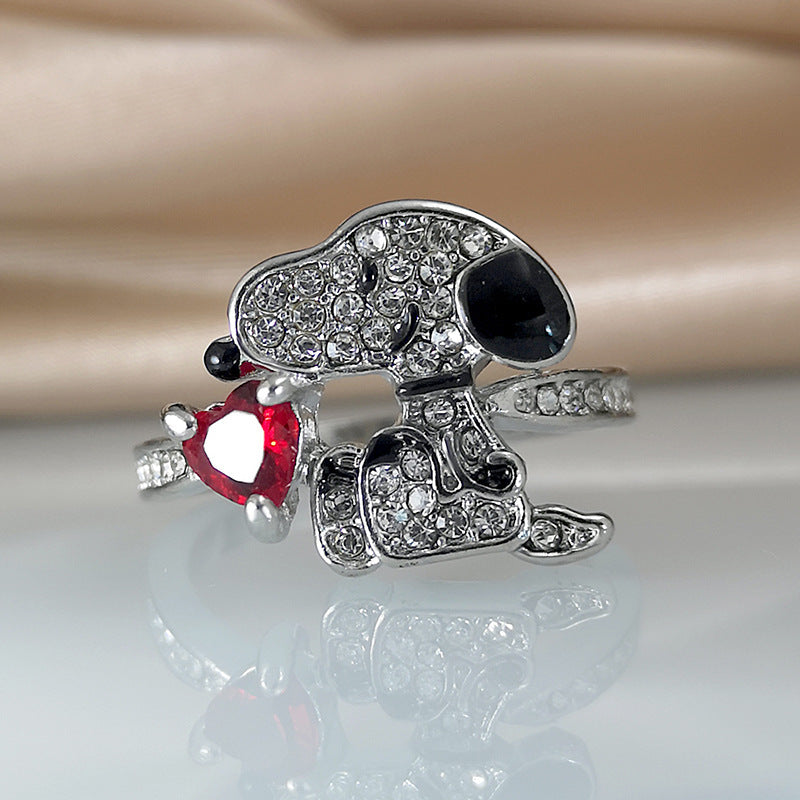 Snoopy Diamond Inlaid Zircon Rings