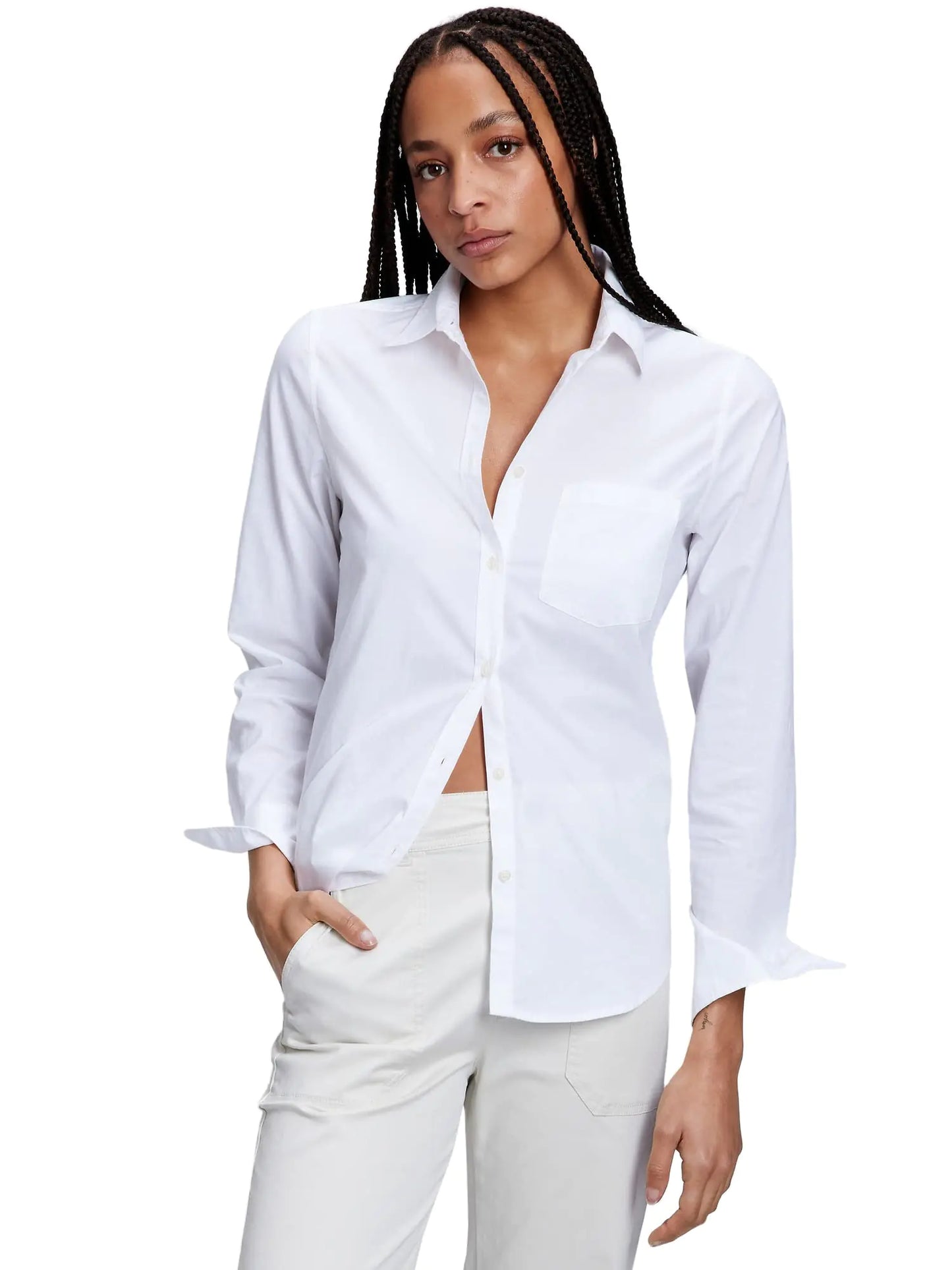 GAP Womens Classic Shirt Optic White L