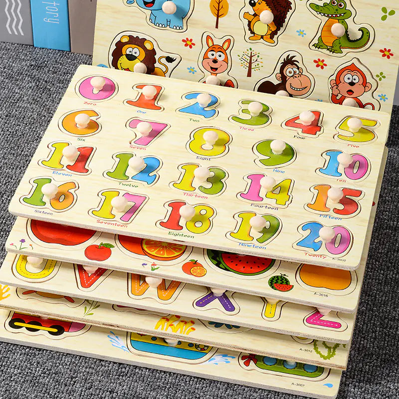 Montessori Pegged Wooden Puzzle Board for Kids