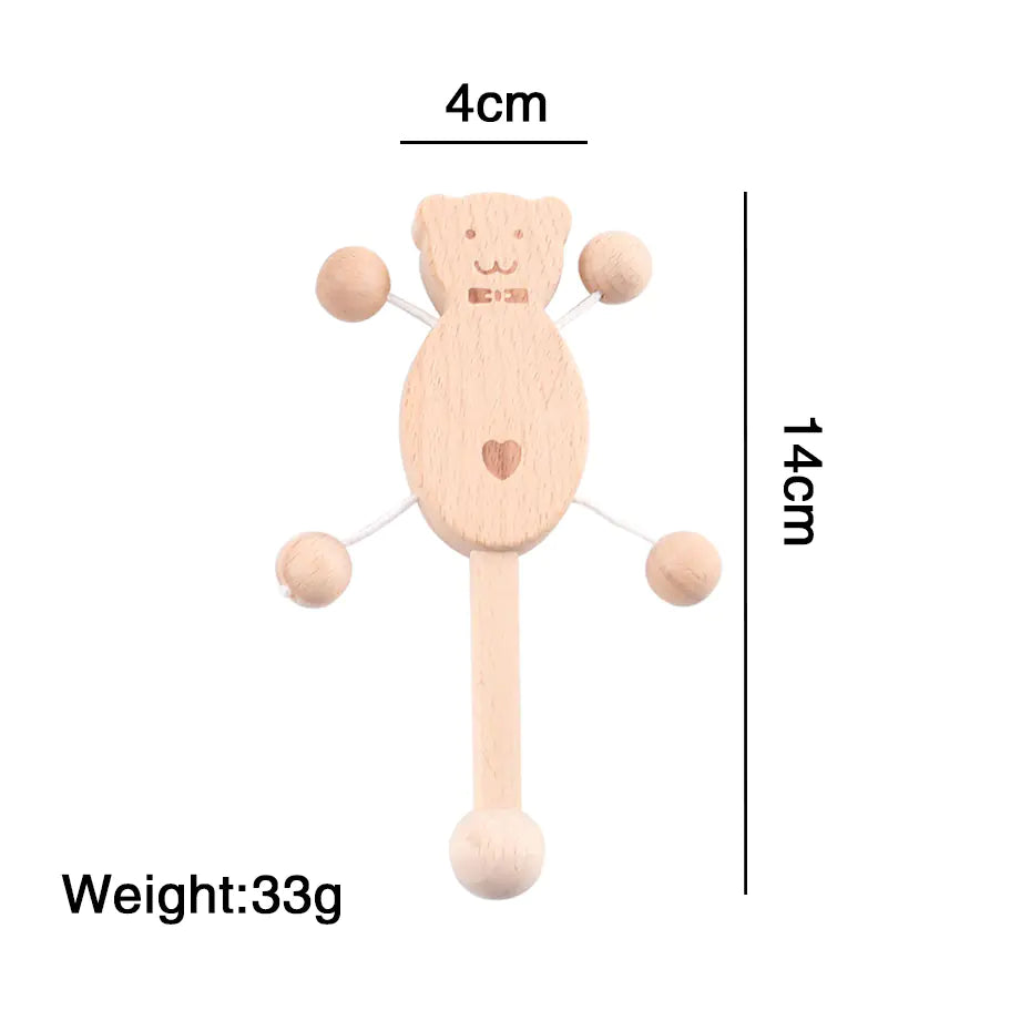 Wooden Beech Handle Chewing Baby Toy