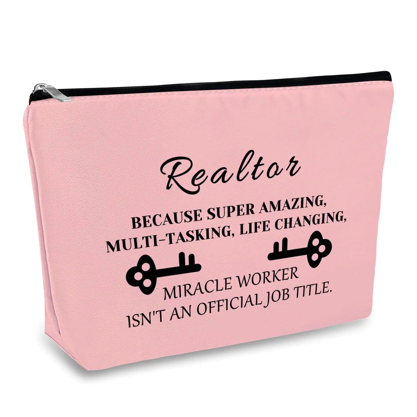 Realtor Gifts for Women Makeup Bag Real Estate Agent Gifts Coworkers Inspirational Gift Pink Cosmetic Bag Realtor Closing Gifts Thank You Gift Birthday Christmas Gifts for Realtor Salesman Employees
