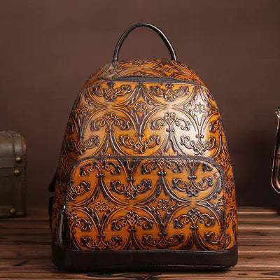 Hand Tooled Paulson/Baoerson Genuine Leather Backpack