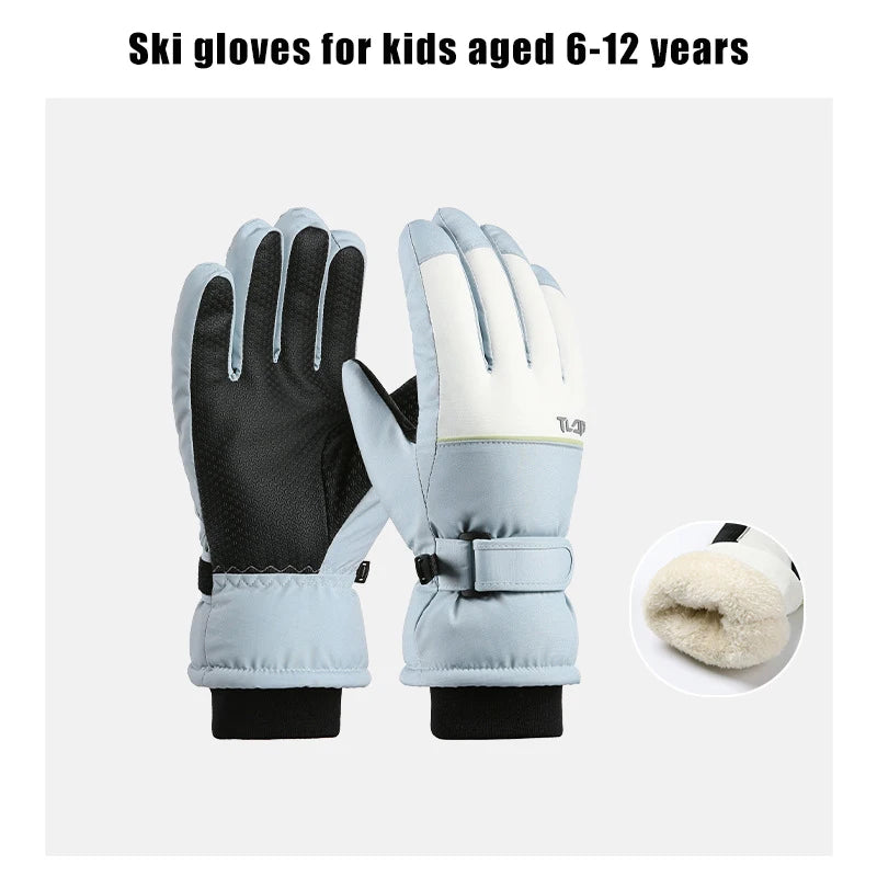 Kids Warm Winter Gloves Waterproof Anti-Slip Snow Gloves for Boys Girls Ideal for Outdoor Skiing Cycling
