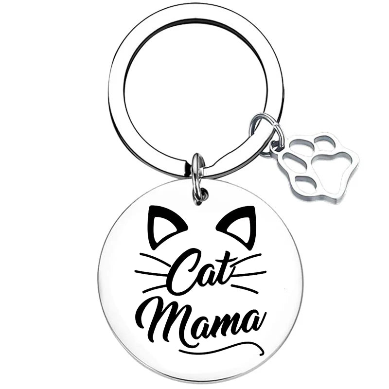 Cute Cat Mom Keychain Cats Mama Cats Mommy Key Chain Pendant Jewelry Cat Lover Gift Cat Grandma Gift