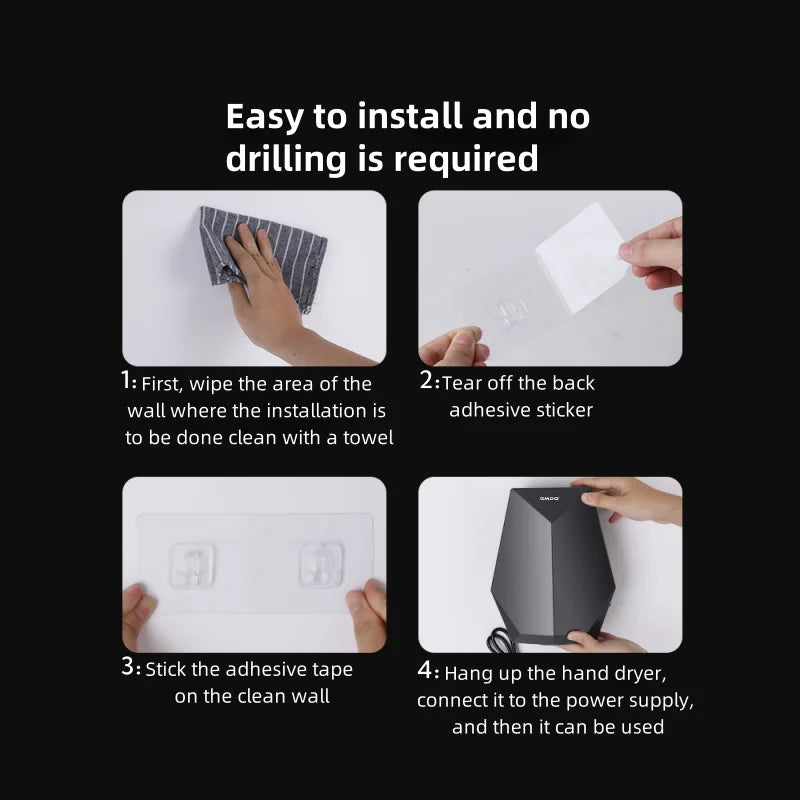 1600W Powerful Hand Dryer, Wall-Mounted Quiet Bathroom Dryer