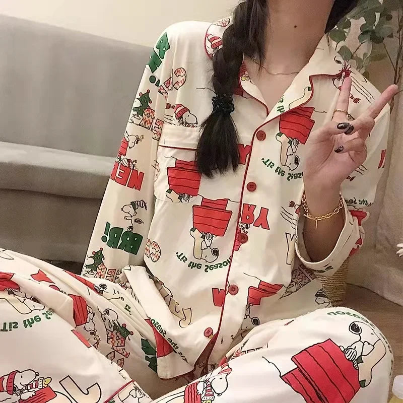 Unisex Long-Sleeve Snoopy Pajamas