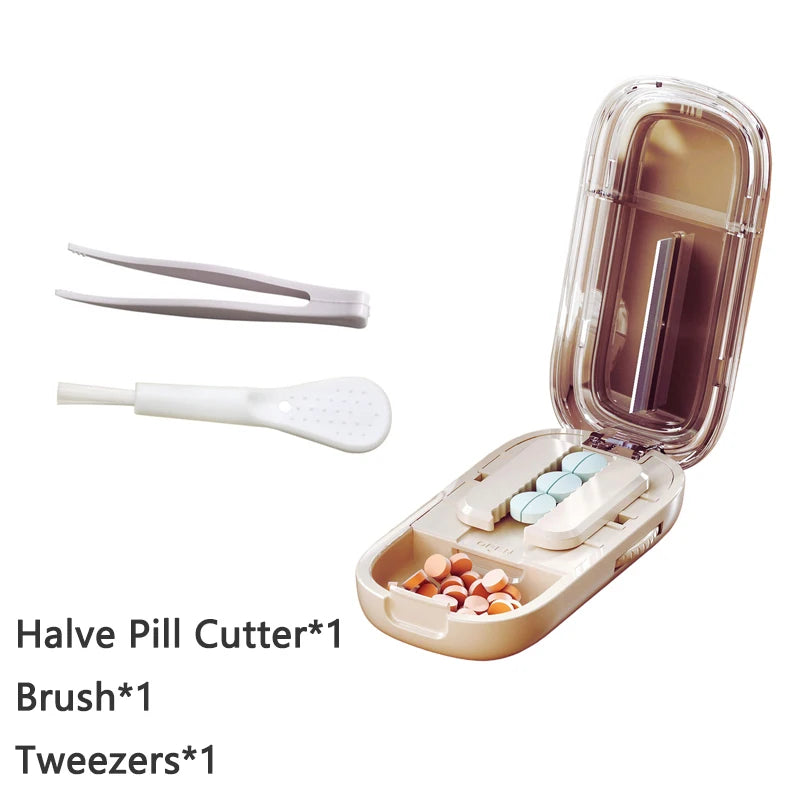 Portable 2 In 1 Mini Pill Cutter with Storage Box