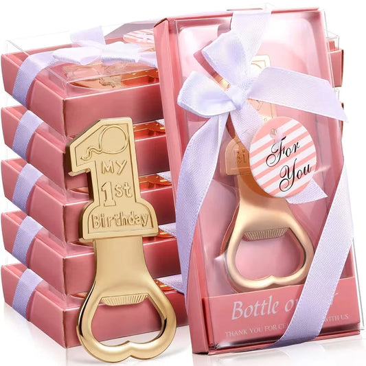 10-Piece Gold Bottle Opener Set – 1st Birthday Party Favors