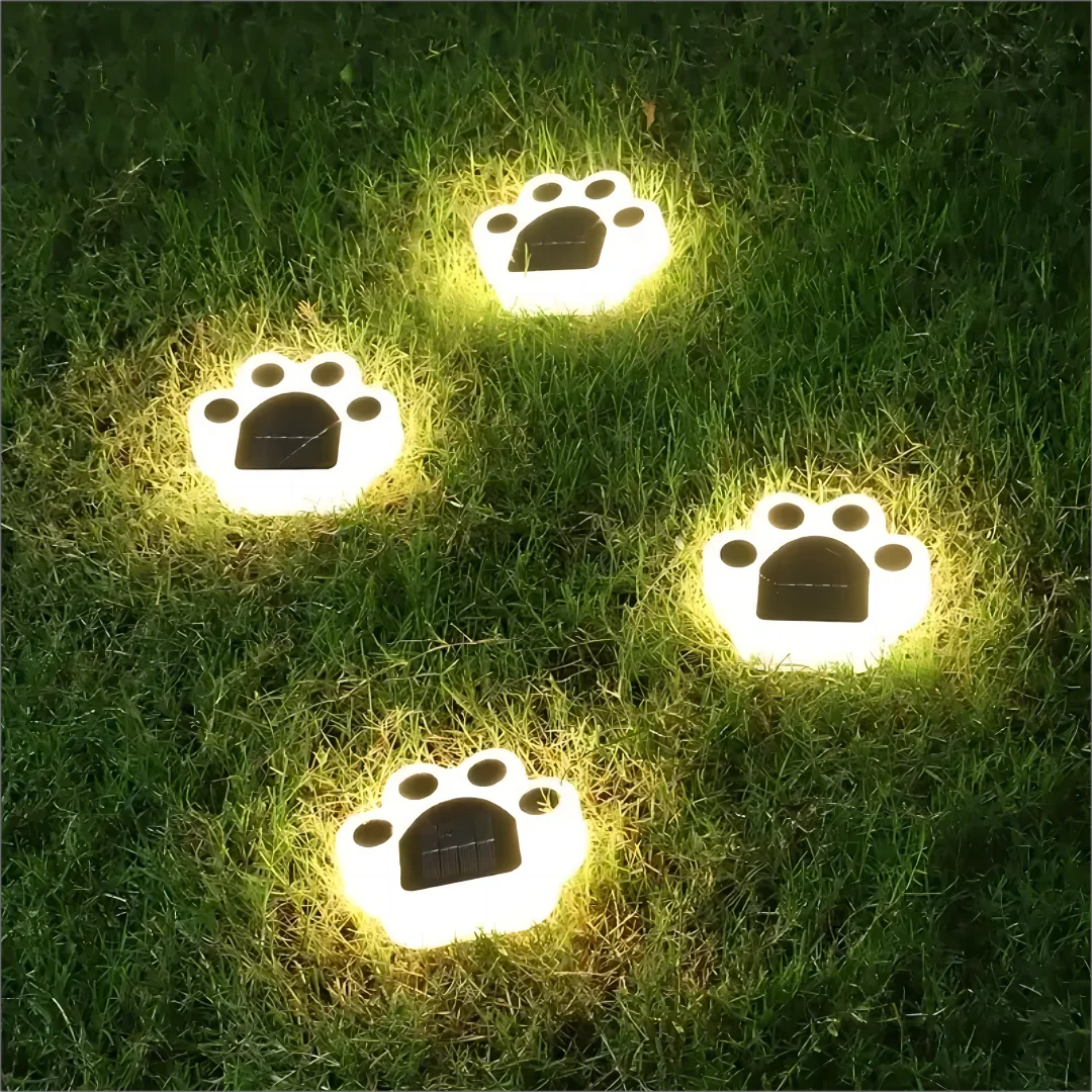 4pcs Solar Paw Print Lights