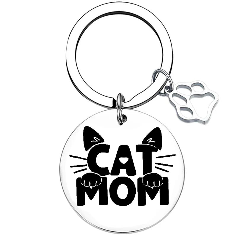Cute Cat Mom Keychain Cats Mama Cats Mommy Key Chain Pendant Jewelry Cat Lover Gift Cat Grandma Gift